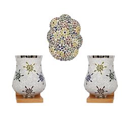 Somil Indore Mosaic Decorative Lamp Combo of Matching Wall Lamp & Blessing God Ganesh Wall Lamp, Multi Compatible with LED, Size: 14 X 14 X 19 Cm, Pack of 3.-image-72