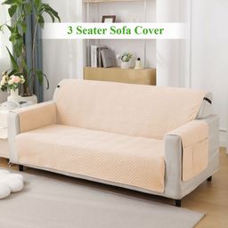 HOKIPO Beige Solid Polyester 1 Piece Sofa Cover With Arms-image-28
