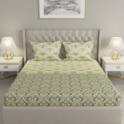 Raymond Home Ethnic Motifs Cotton 120 TC King Bedsheet with 2 Pillow Covers-image-84