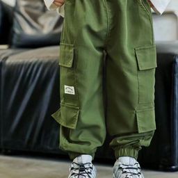BAESD Boys Relaxed Loose Fit Cotton Cargos Trousers-image-71