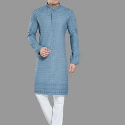 DIVISIVE Men Geometric Thread Work Kurta-13