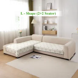 HOKIPO White & Black Printed Polyester 2 Piece Sofa Cover-17