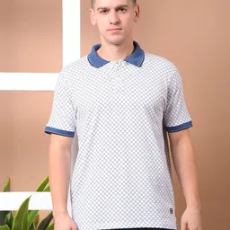 COBB Geometric Printed Polo Collar Cotton T-shirt-image-55