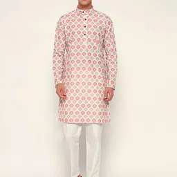 ZARI Ethnic Motifs Woven Design Thread Work Mandarin Collar Cotton Jacquard Kurta-picture-19