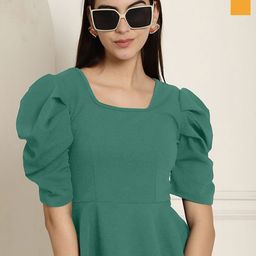 Metronaut Women Pack of 2 Puff Sleeve Peplum Top-image-24