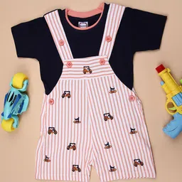 V-Mart Infant Boys Embroidered Cotton Dungaree With T-Shirt-image-64