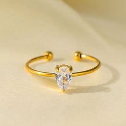 MYKI Gold-Plated Stone-Studded Adjustable Finger Ring-18