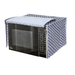 prettykrafts Grey & White Printed Microwave Oven Cover With Storage Pockets 23 L-31