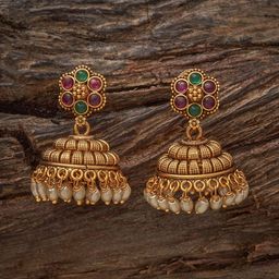 Kushal's Fashion Jewellery Gold-Plated Ethnic Antique Dome Shaped Jhumkas Earrings-11