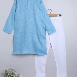 Little Clothings Boys Regular Linen Kurta with Churidar-16