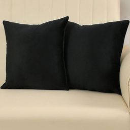 Shadowkart Black 2 Pieces Velvet Square Cushion Covers-16
