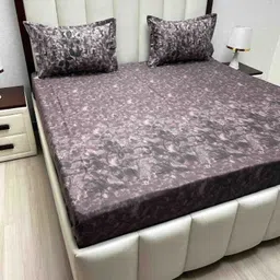 Pure Decor Royal Majestic Purple Printed Pure Cotton 600TC King Bedsheet Set 2.74m x 2.74m-5