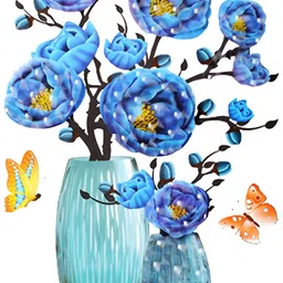 INDIAN ROYALS Blue & Brown Floral Printed Self-Adhesive & Durable Wall Sticker-image-42