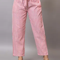 PROBASIC Striped Cotton Mid-Rise Trousers-image-66