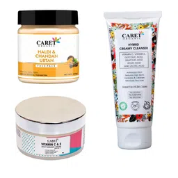 CARET ORGANIC Haldi Chandan Ubtan Face Pack, Vitamin C & E Cream & Hybrid Cleanser-5