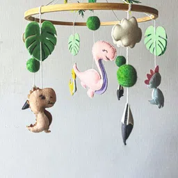 BABBLE WRAP White & Green Hand Stitch Crib Cot Mobiles-27