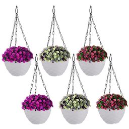 Kuber Industries White 6 Pieces Textured Hanging Planter-37