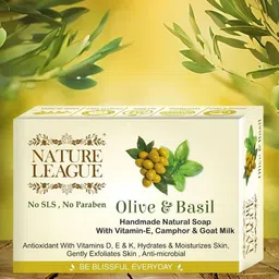 NATURE LEAGUE Set Of 10 Olive & Basil Natural Skin Nourishing Soaps - 100g Each-11