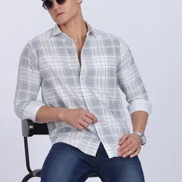 COLOR HUNT Men Comfort Slim Fit Tartan Checked Spread Collar Cotton Casual Shirt-image-56