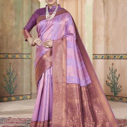 Mitera Ethnic Motifs Zari Silk Blend Kanjeevaram Saree-image-28