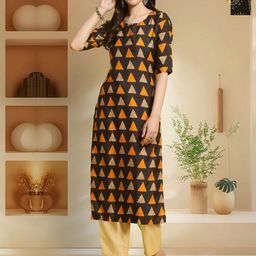 HERE&NOW Selection Of 2 Geometric Printed Round Neck Straight Kurta-76