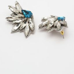Moedbuille Silver-Plated Crystals Studded Contemporary Studs image 3