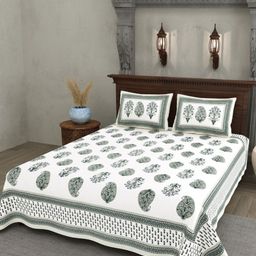 JAIPUR PRIME Multicoloured Floral 200 TC Queen Bedsheet with 2 Pillow Covers-image-72