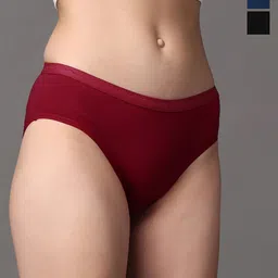 LEOPAX Pack Of 3 Bikini Briefs LEO_Wnm_Bkni_Mrn_Blk_DBlu_D1_S-16