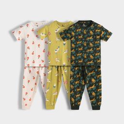 Orange Sugar Kids Pack Of 3 Printed T-shirt With Pyjamas Clothing Set-image-37