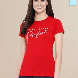 Mast & Harbour Women Typography 2 Printed Applique T-shirt-image-74