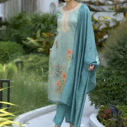 PEENGAX Women Floral Embroidered Kurta with Trousers & Dupatta-picture-34