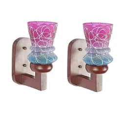 Somil Premium Designer Glass Wall / Night Lamp Elegant & Stylish Dcor Accent for Modern Interiors, color- Pink, Firozi, White, Size:- 17 X 25 X 26.5 CM-image-85