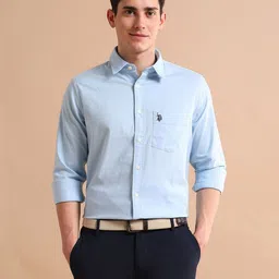 U.S. Polo Assn. Slim Fit Spread Collar Cotton Shirt-picture-1