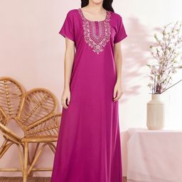 Sand Dune Embroidered Maxi Nightdress-image-81