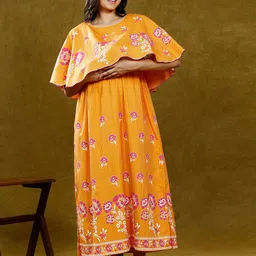 True Shape Print Layered Maternity Midi Dress-image-81