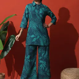 Vastralay Printed Pure Cotton Tunic With Trouser Co-Ords-image-37