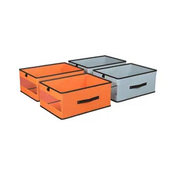 Aura Orange Colored & Grey 4 Pieces Storage Box Organisers-8