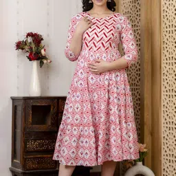 Jasoriya Print Maternity Fit & Flare Midi Dress-picture-29
