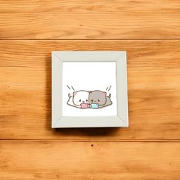 Anikmart White & Brown Self Design MDF Anime Design Table Top Frame image 3