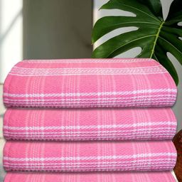 Athom Living Pink & White 4 Striped Cotton 210 GSM Bath Towel-image-76