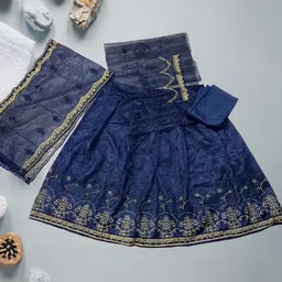 F Plus Fashion Girls Blue Net Semi-Stitched Lehenga Choli-picture-28