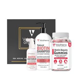 Volamena Set Of 3 Biotin Beauty Gummies Hair Serum & Shampoo Combo-0