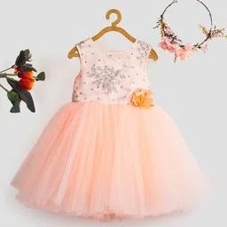 Toy Balloon kids Girls Embroidered Net Fit & Flare Maxi Dress-image-21
