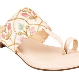 Stylestry Girls Embellished Ethnic One Toe Flats-image-70