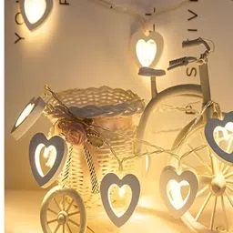 KAVYARA White Heart Shape Wooden String Lights-28