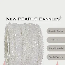 ZULKA Set Of 6 Silver-Plated Fancy Pearls Beaded Bangles image 5