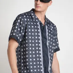 Voi Jeans Men Printed Cuban Collar Casual Shirt-image-63