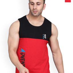 SLOWLORIS Men Pack Of 2 Typography Printed Scoop Neck Cotton Gym Vests-picture-5