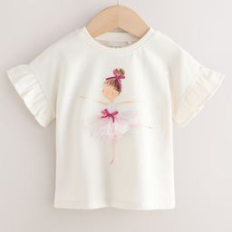 NEXT Girls Print Extended Sleeves Applique Cotton Top-15