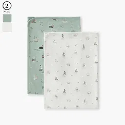 Juniors by Babyshop White & Green Set of 2 Geometric Blanket-26